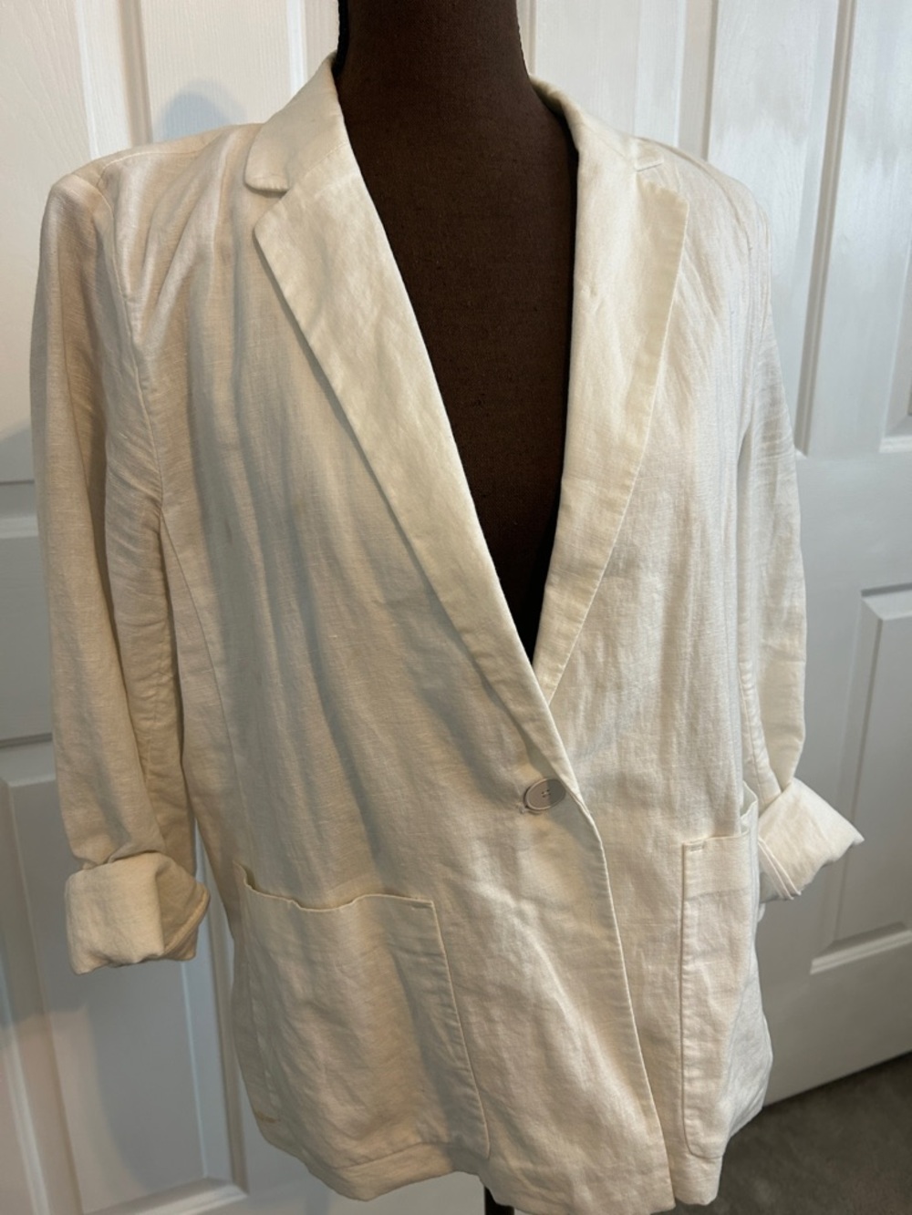 Gap Women’s White Linen Blend Relaxed Blazer
